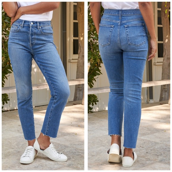 Frank & Eileen Denim - Frank & Eileen Cork Everyday Denim Slim Leg Raw Hem Jeans Antique Denim Blue 28